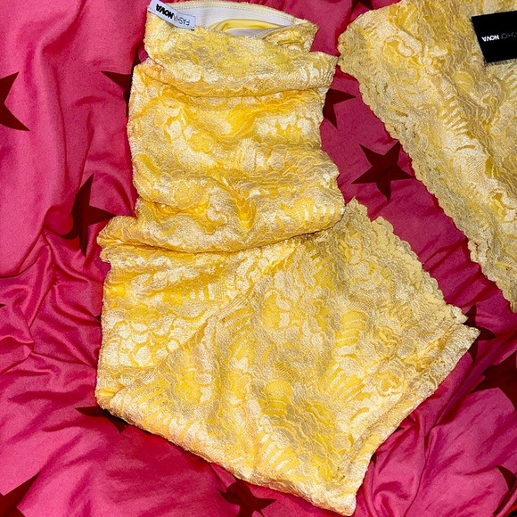 YELLOW FASHIONNOVA LOVED BY ALL LACE SKIRT SET (L) - Picture 2 of 3